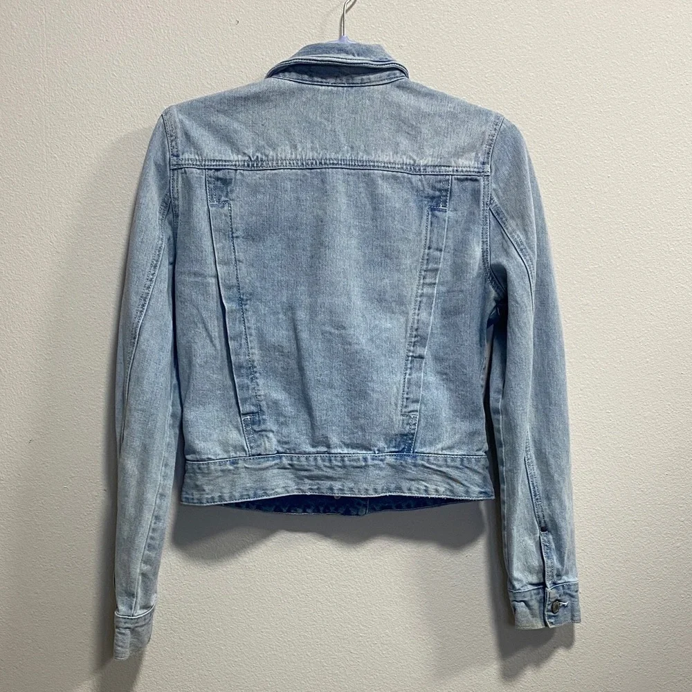 Free People Light Wash Cropped Denim Jacket Small - Picture 5 of 13